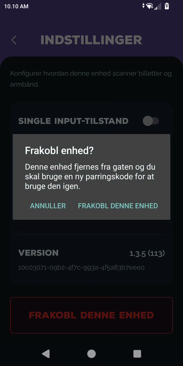 Bekræftelsesdialog: Frakobl enhed?