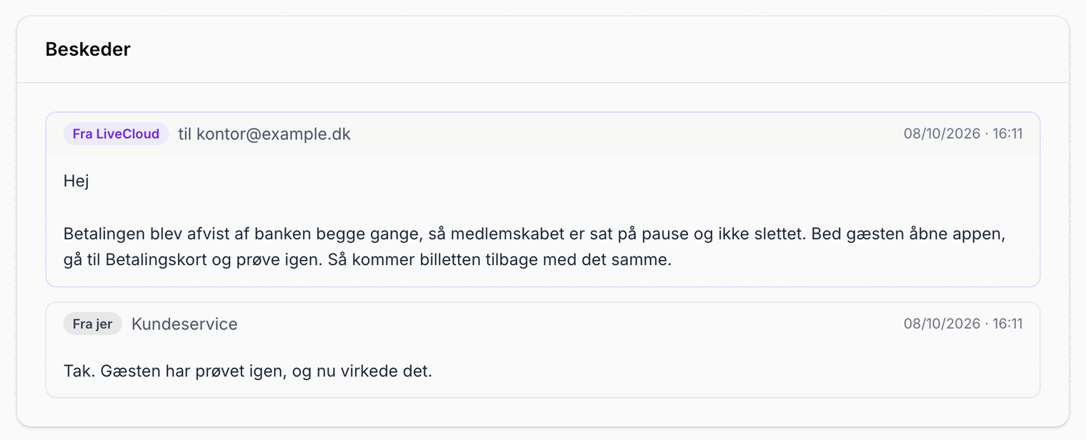 Beskeder på en sag