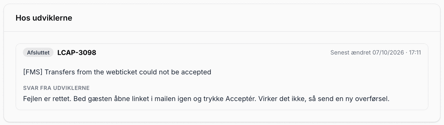 Feltet Hos udviklerne på en sag